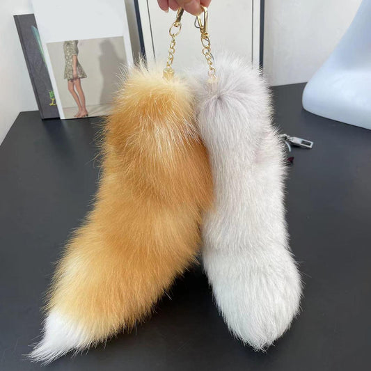 Fake Raccoon Tail Keychain Soft Artificial Fur Tail Pendant Decorative Raccoon Tail Keychain Backpack Key V1237-ZY-203-3005