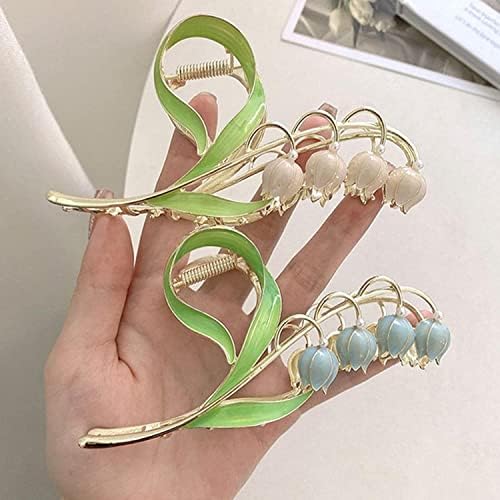 Pink Lily of the Valley Flower Hair Clips, Large Metal Clip, Orchid Clips, Lily of the Valley Jaw Clip V1237-ZY-203-3037