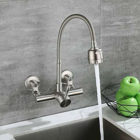 Wall Mounted Kitchen Faucet, Food Grade 304 Stainless Steel Material, 360 degrees Rotatable Wall Mounted V1237-ZY-203-3038