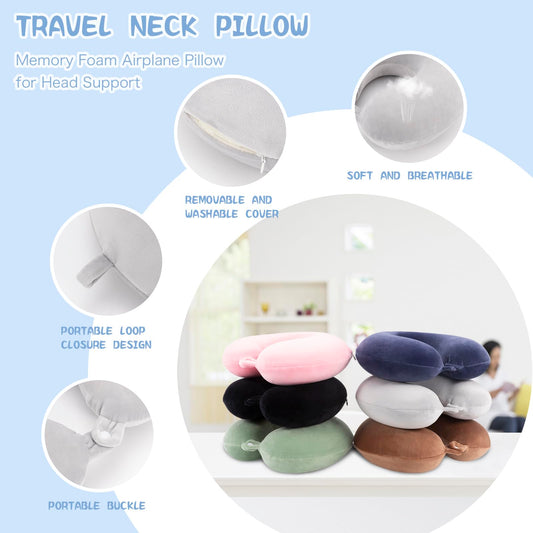 Travel Pillow Neck Pillow Memory Foam Travel Pillows Head Support Pillow for Airplane Train Car Office Travel V1237-ZY-203-3061