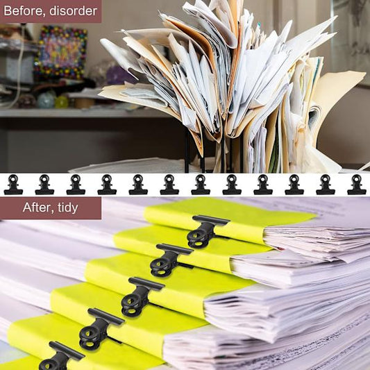 50 Pieces Hinged Metal Clips Strong Spring Black Bulldog Clip 22mm Metal Clips Small Paper Clip for Files V1237-ZY-203-3514