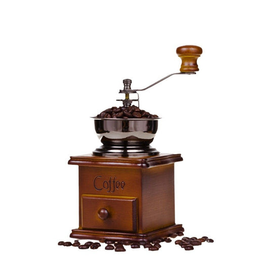 Wooden Coffee Grinder Vintage Antique Ceramic Hand Cranked Coffee Grinder with Retro Style Wooden Coffee V1237-ZY-203-3885