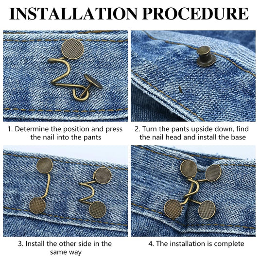 Jeans Waist Adjustment Set, No Stitching, Removable Trouser Buttons, Jeans Waist Buckle, Jeans Tightening V1237-ZY-203-3917