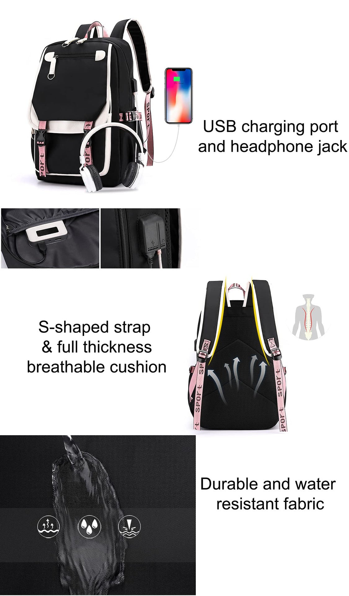 K-Pop Demon Hunters Anime School Backpack Cute Cartoon Bag for Students rosa_tfrf pink 10 V1237-ZY-203-3953