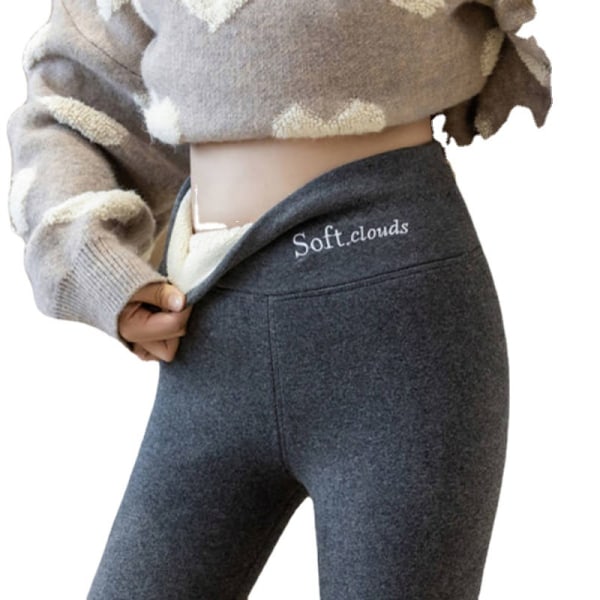 Women's Winter Sherpa Fleece Lined Leggings Thermal Warm Pants Stretchy Thick Soft Light Grey 3XL V1237-ZY-203-4165