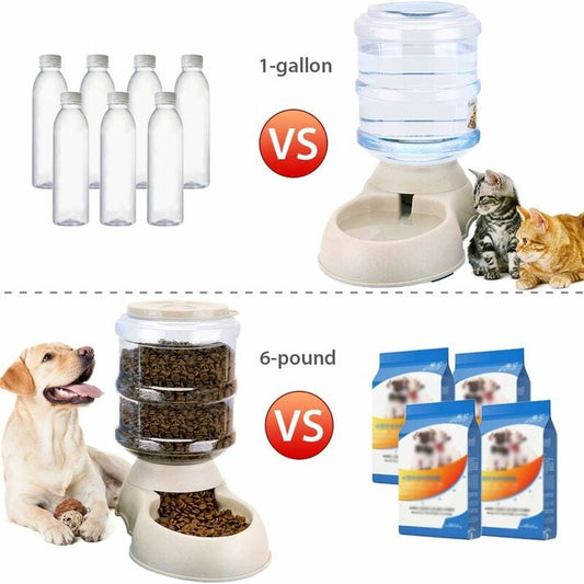 Automatic Pet Food and Water Dispenser, Automatic Water Fountain, Automatic Drinking and Feeding Bowl for V1237-ZY-203-4246