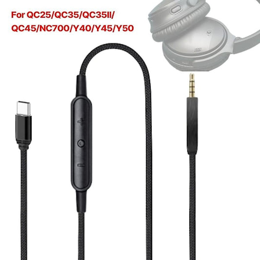 USB-C to 2.5mm Male Cable for QC25/QC35/QC35II/QC45 Headphones with Microphone V1237-ZY-203-4354