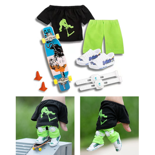 Finger Skateboard With Shoes Mini Scooter Finger Toy Set Gripboard Shoes And Pants Finger Skate Board Mini V1237-ZY-203-4397