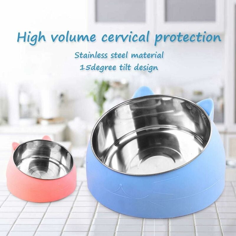 Raised Tilting Cat Bowl 200ml Removable Stand for Cats and Dogs V1237-ZY-203-4496