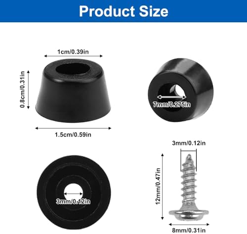 50 pieces rubber feet for cutting boards with stainless steel screws, rubber buffer, screw-proof rubber feet V1237-ZY-203-4738