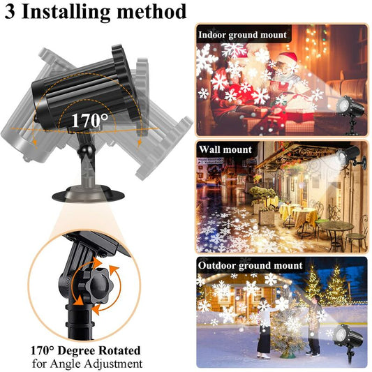 Christmas Snowflake LED Projection Lamp Outdoor IP65 Waterproof with Remote Control for Indoor Party Garden V1237-ZY-203-4823
