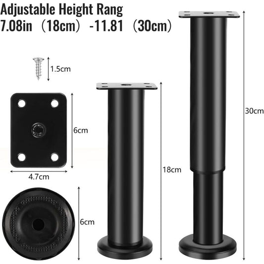 pcs Furniture Legs, 18-30 cm Adjustable Furniture Legs with 18 pcs Screws, Metal Bathroom Cabinet Feet for V1237-ZY-203-5065