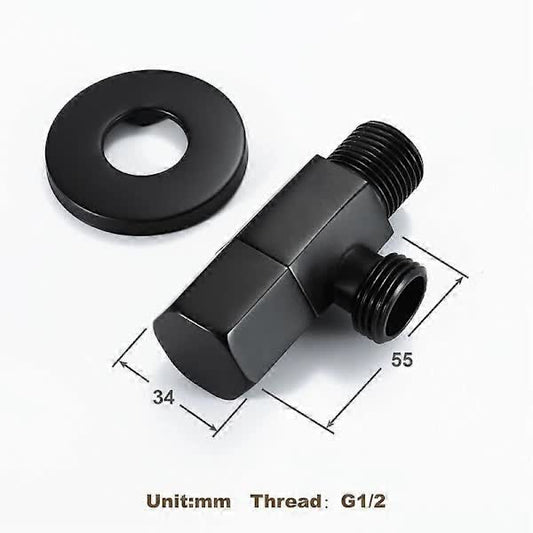 Black Shut-off Valve Angle Faucet Brass Diverter Toilet Valve Shower Nozzle Connector Solid Brass Coupling V1237-ZY-203-5286