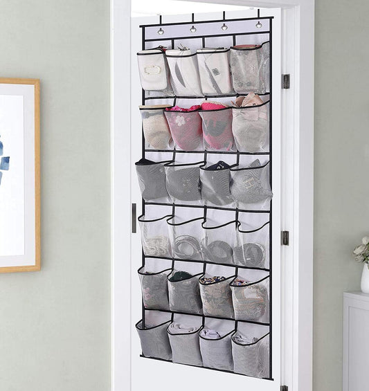 pc Over the Door Shoe Storage Organizer Hanging Shoe Rack Holder 24 Large Mesh Pockets for Closet Door V1237-ZY-203-5372