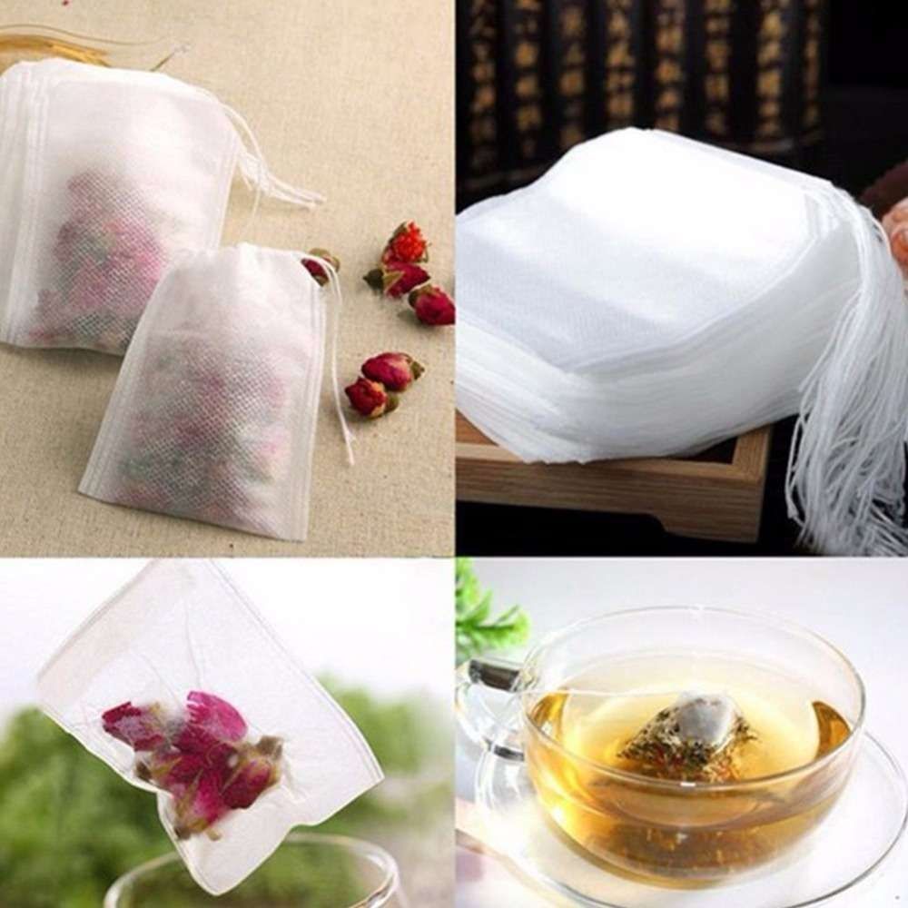 200pcs Empty Loose Leaf Tea Bags, White V1237-ZY-506-0127