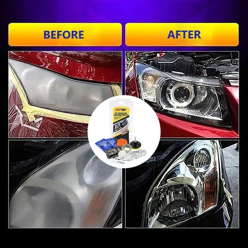 Headlight Polishing Kit MultiColor, Cleans Polishes Increases Clarity Safety V1237-ZY-506-0156