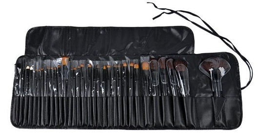 32pcs Professional Makeup Brushes, Genuine Goat Hair, Leather Case, Black V1237-ZY-506-0158