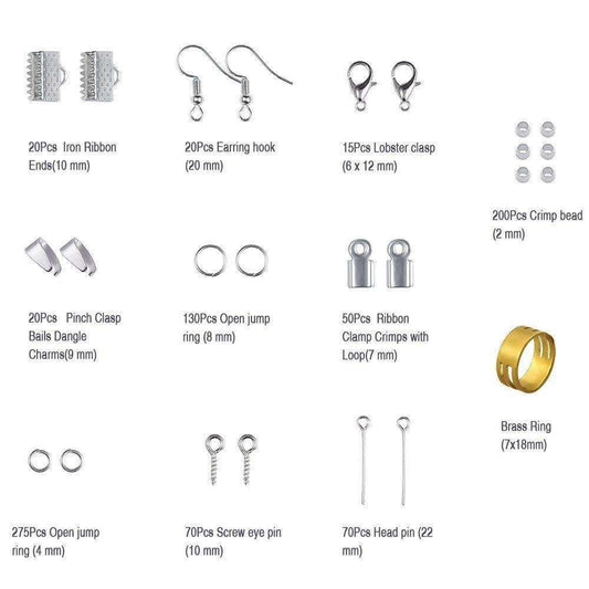 DIY Jewelry Making Kit with Pliers, Wire, Rings, Silver V1237-ZY-506-0163