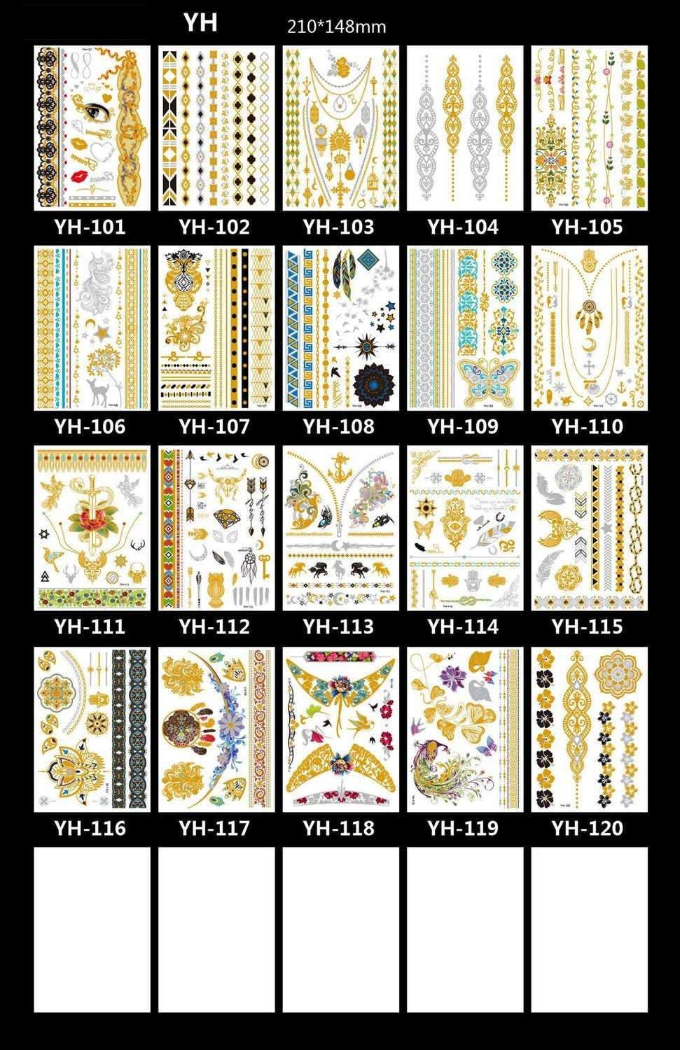 3pcs Metallic Tattoo Gold Silver Multicolor Flash Tattoo V1237-ZY-506-0271