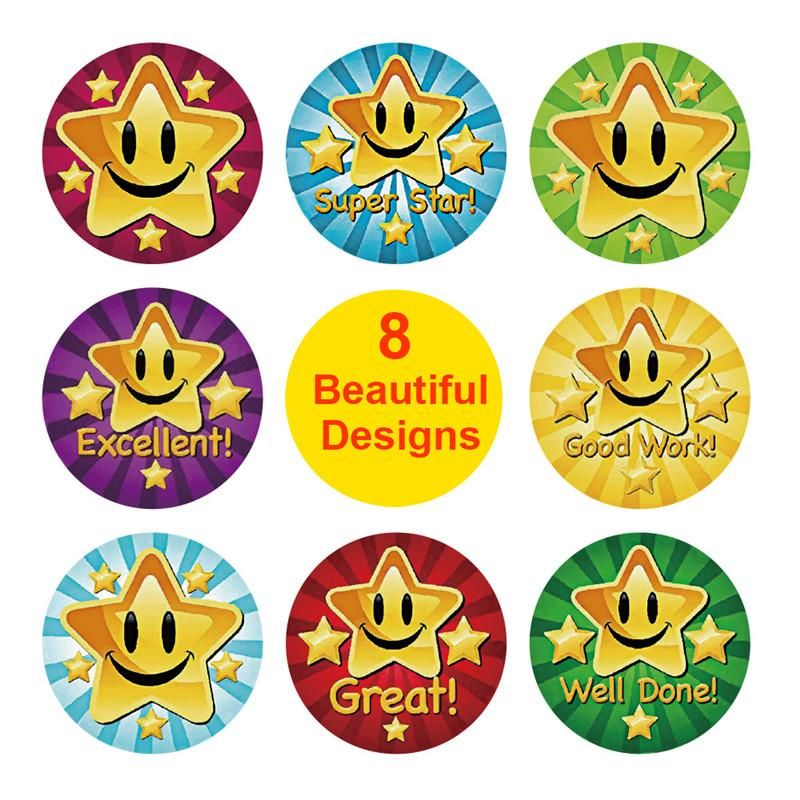 500pcs Star Cartoon Stickers, MultiColor V1237-ZY-506-0285