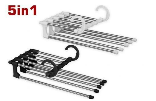 5 Clothes Hangers for Pants with Connection Hook, Black V1237-ZY-506-0296