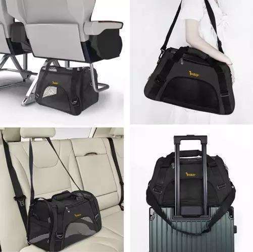 Pet Carrier Transport Bag, Black - Safe and Comfortable for Pets V1237-ZY-506-0387