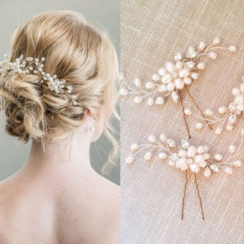 White Pearl Flower Wedding Hairpin V1237-ZY-506-0530