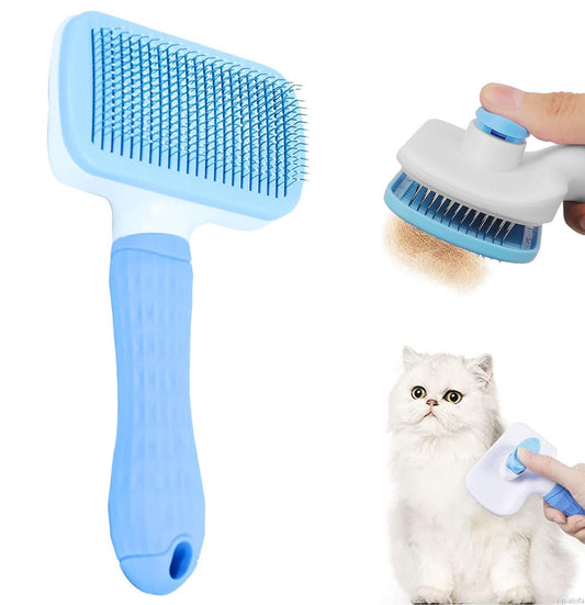 Self-cleaning pet brush, blue, for cats and dogs V1237-ZY-506-0665