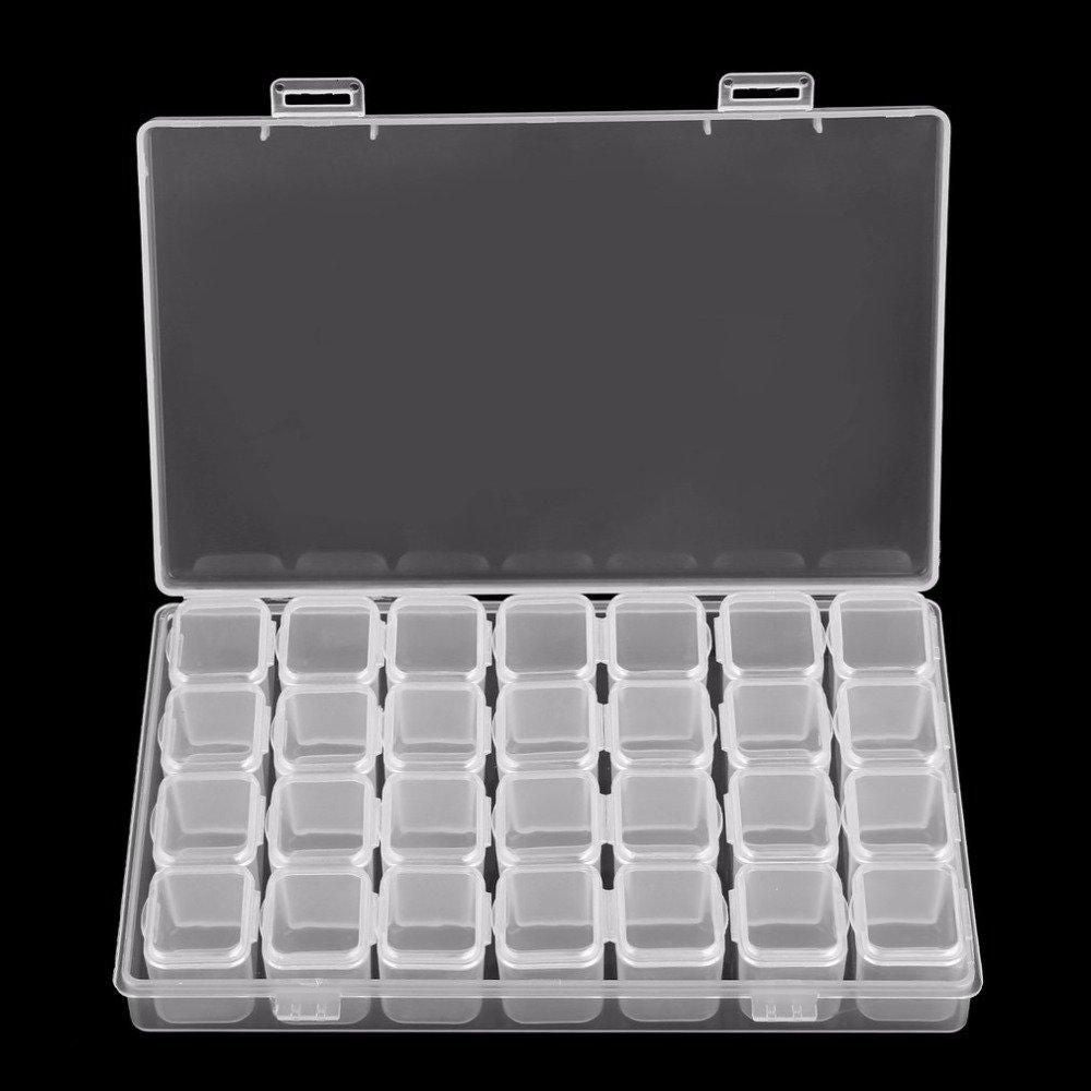 28-Slots Clear Diamond Painting Storage Box, Compatible with DIY Craft Organizers V1237-ZY-506-0697