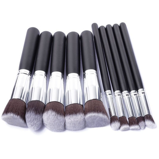 10pcs Professional Makeup Brushes Set, Silver Black V1237-ZY-506-0723