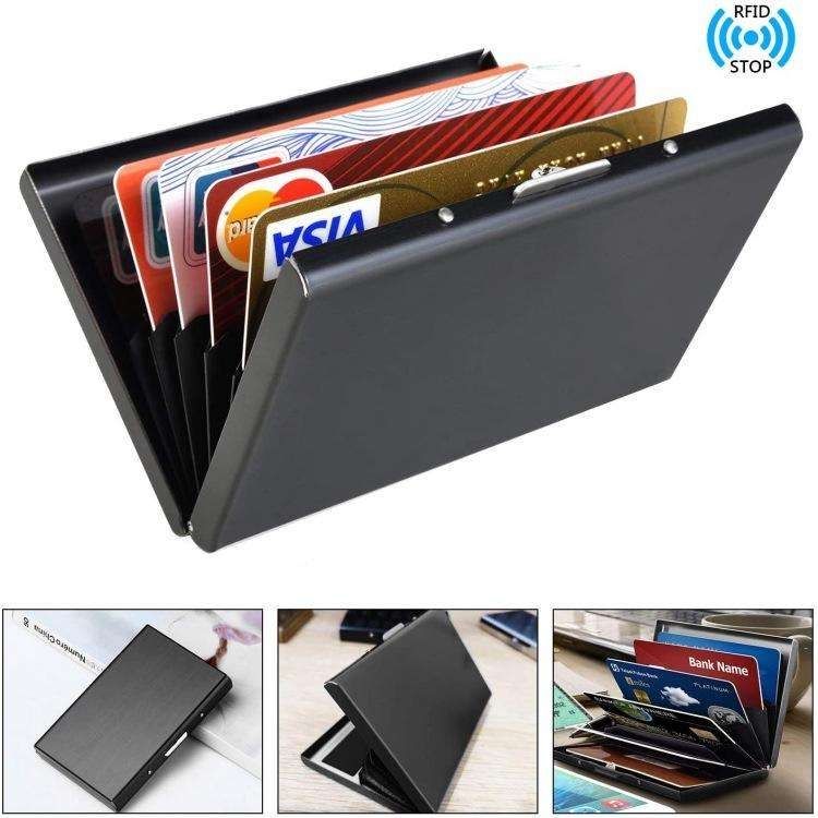 10-card slot RFID protected metal wallet with compartments, Stainless steel, Brown V1237-ZY-506-0727