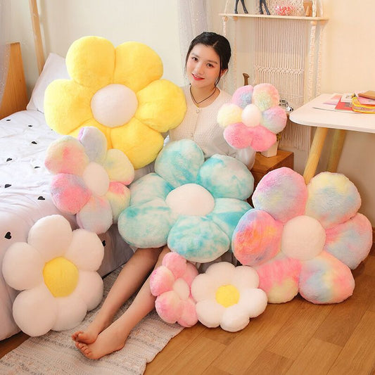 Yellow Flower Floor Pillow Plush Cushion for Kids Reading Nook and TV, 30cm V1237-ZY-522-0017