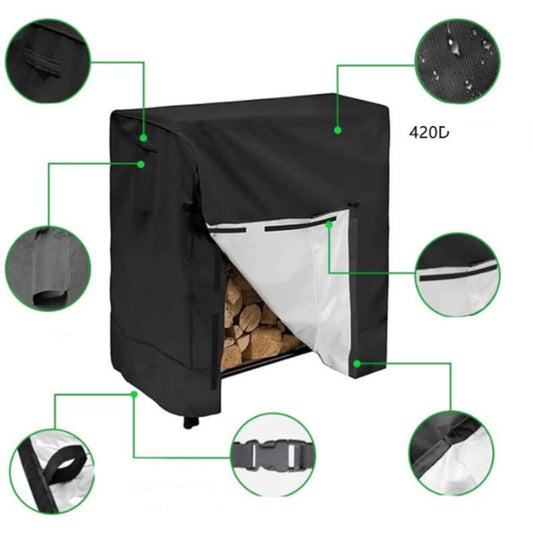 Firewood Rack with Waterproof 420D Oxford Cover Large Outdoor Log Holder, 222 x 64 x 2in V1237-ZY-522-0021