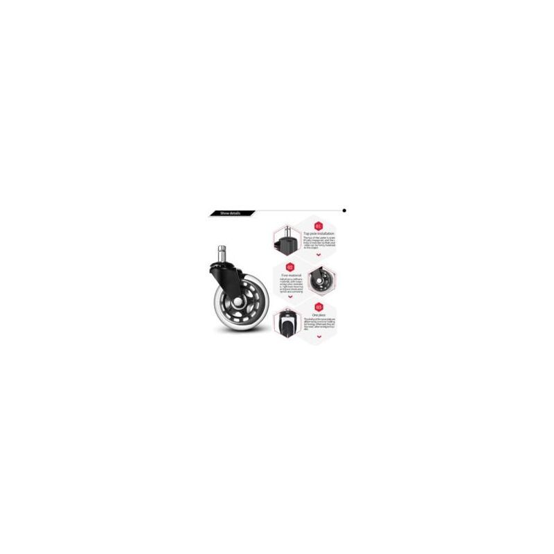 5 Pack Universal Office Chair Casters, Quiet and Abrasion Resistant Office Chair Replacement Wheels, 3 Inch V1237-ZY-528-010