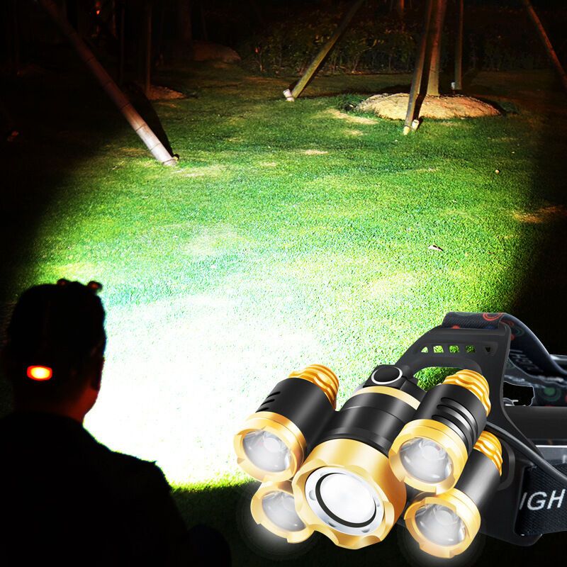 5 Pack T6 Headlamps High Power Waterproof Head Mounted Flashlights for Night Fishing V1237-ZY-528-086