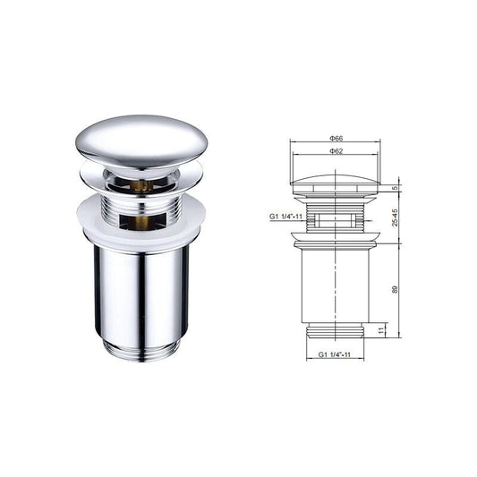 Metal Basin Pop up Drain, Slotted Bathroom Sink Drain Stopper, Chrome, Small, Silver V1237-ZY-528-128
