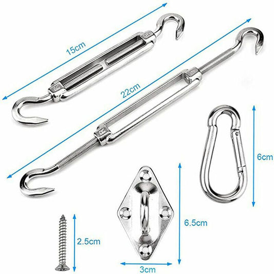 Shade Sail Fixing Kit, Stainless Steel Sun Shade Sail Fixing Kit for Triangle and Square, Rectangle, Sun V1237-ZY-528-165
