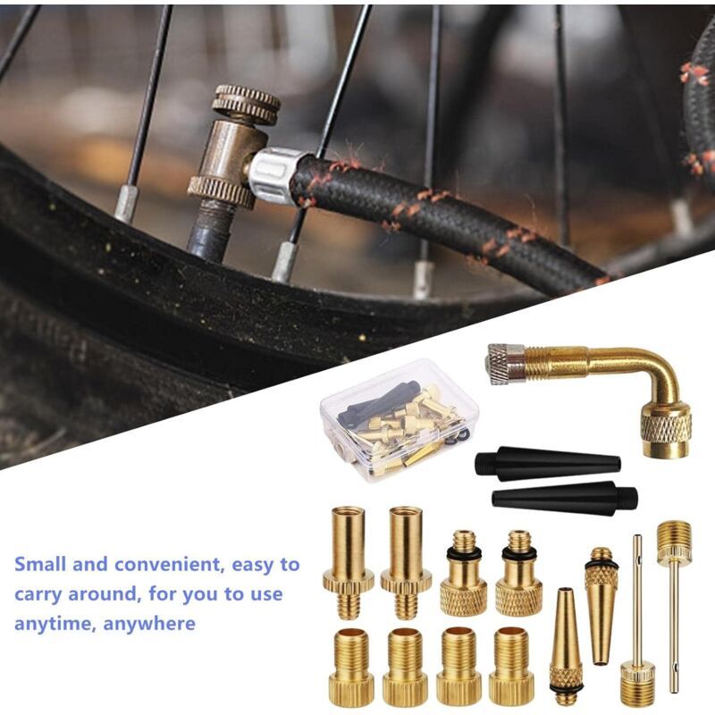 Bicycle Valve Adapter Kit SV AV DV, Adapter Kit Bicycle Tire Pump Inflator Tip V1237-ZY-528-180
