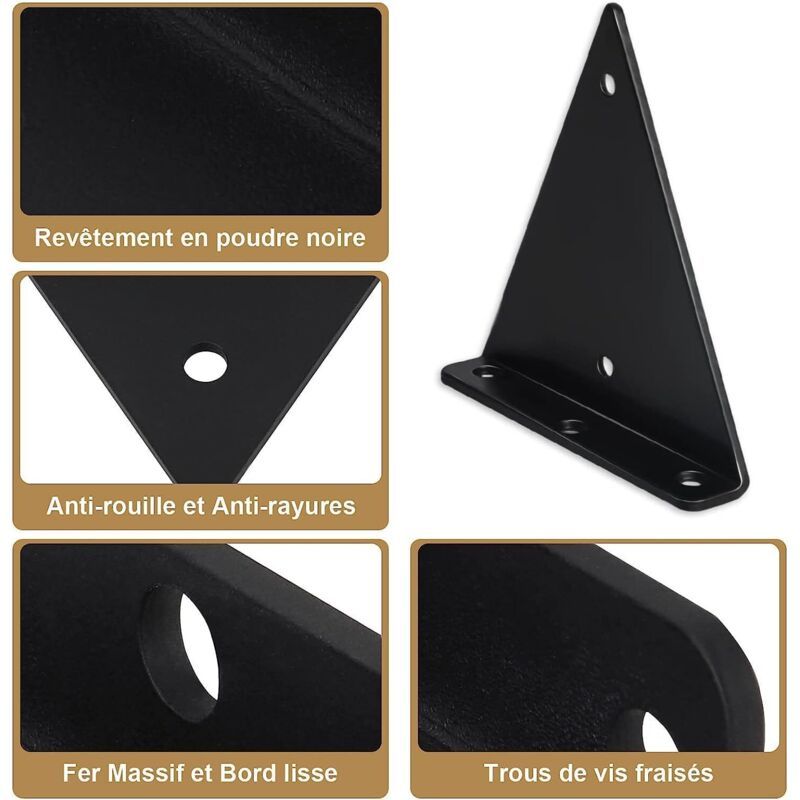 4 Pack Triangle Shelf Brackets, 5.5 Inch Iron Floating Shelf Brackets, Wall Mounted Metal Shelf Brackets for V1237-ZY-528-257