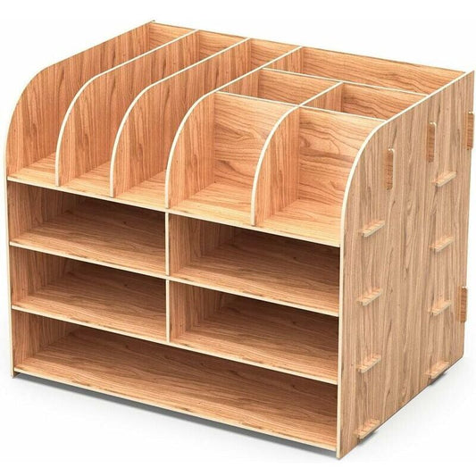 Wooden Desk Organizer for Pen Pencil A4 Paper and Accessories, 32 x 24 x 27cm V1237-ZY-528-260