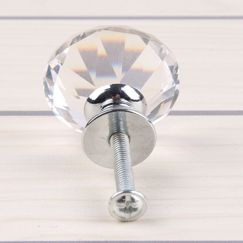 10 Pieces Glass Cupboard Knobs Crystal Diamond Shape Pull Handle for Drawers Dresser Wardrobe Kitchen V1237-ZY-528-262