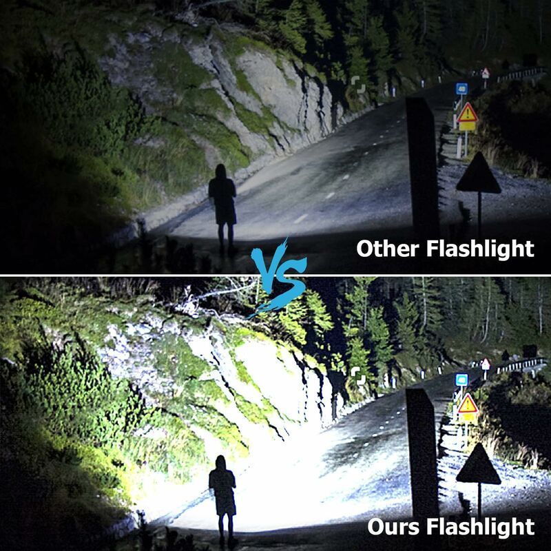 LED Tactical Flashlight 90000 Lumens COB USB Rechargeable IP65 Waterproof with 10000mAh Battery V1237-ZY-528-303