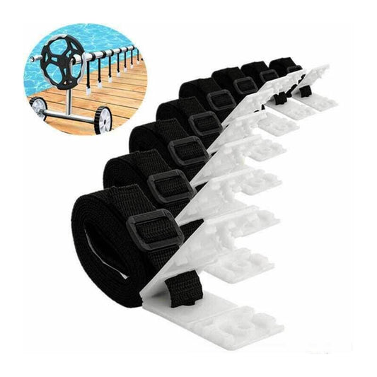 8 Pack Swimming Pool Solar Cover Fixing Kit, Nylon Adhesive Straps Fixing Plates Buckles for Solar Cover V1237-ZY-528-318