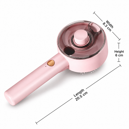 Pink USB Rechargeable Pet Spray Grooming Brush for Cats and Dogs, Self Cleaning Slicker Brush with Fine Mist, V1243-PWSO5BASICSPRAYSRUSHPINK
