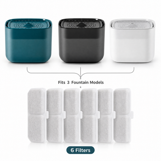 Cat Water Fountain Replacement Filters, 6 Pack Pet Fountain Filters with Activated Carbon and Sponge, V1243-XC528CATFOUNTAINFILTER