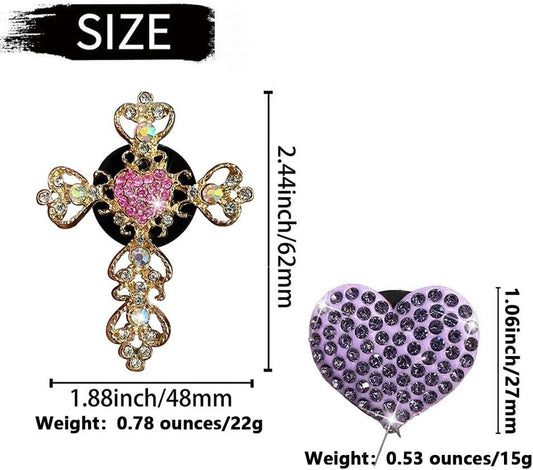 2 Pack Accessories, Crystal Cross & Heart Car Vent Clip Air Freshener, Diamond Car Decoration Essentials for V1250-B0CGZP46XJ