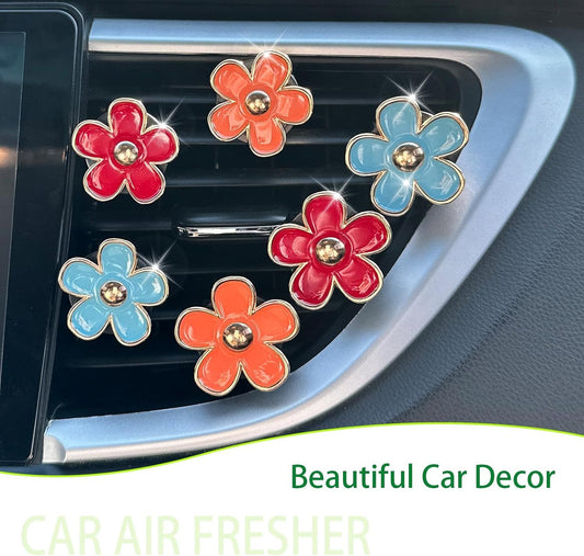 6pcs Flower Air Vent Clips Car Air Freshener,Red Orange Blue Daisy Flowers Vent Clip Car Accessories for V1250-B0D47K5YG6