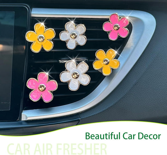 6pcs Flowers Car Air Freshener Vent Clips,Pink Yellow White Daisy Flowers Air Vent Clip Car Accessories for V1250-B0D47K715L