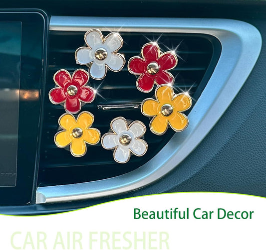 6pcs Flower Car Air Freshener Vent Clips,Red Yellow White Daisy Car Dashboard Accessories,3.3cm/3cm Flower V1250-B0D47KZYSV