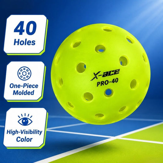 6Pcs X-ACE PRO-40 Outdoor Pickleball Balls, Official 40-Hole Tournament Standard Pickle Balls for Outdoor V1250-DSZ-GP-001
